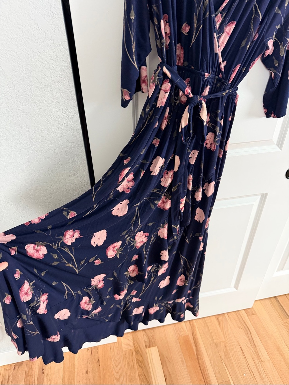 Isabel Maternity by Ingrid & Isabel Navy Maxi Dress with Pink Floral Print - Picture 6 of 14
